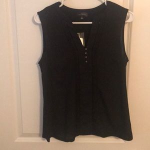 Black tank top with gold detail buttons
